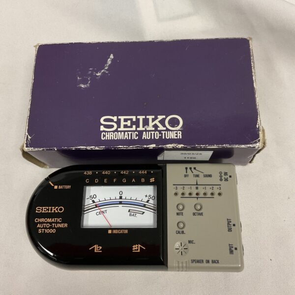 Vintage Seiko ST-1000 chromatic tuner for accurate instrument tuning.