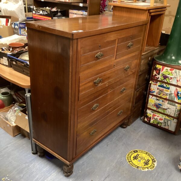 Vintage mahogany cabinet with two over three drawers.