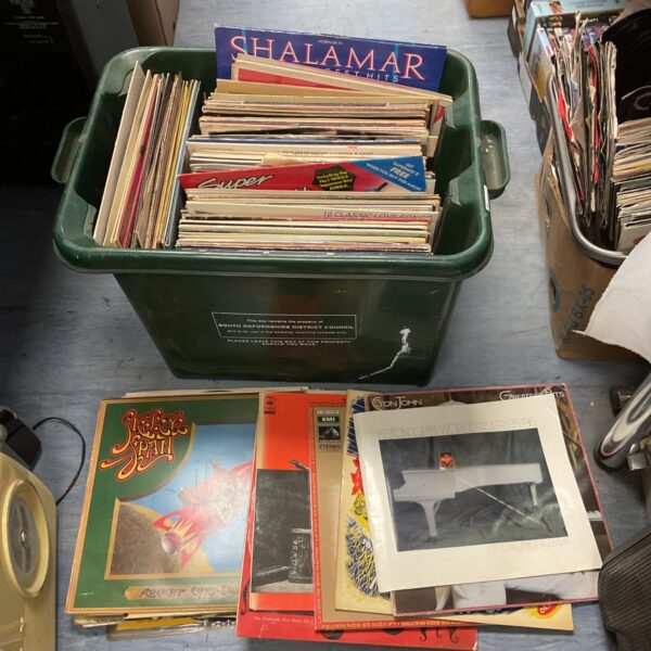 Mixed lot of 12” vinyl records including Elton John and Shalamar.