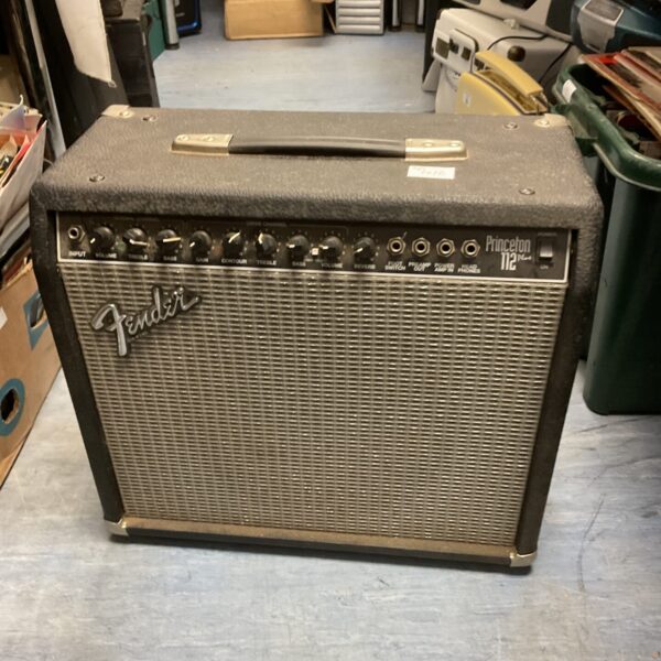 Vintage Fender Princeton 112 Plus guitar amplifier, front view.