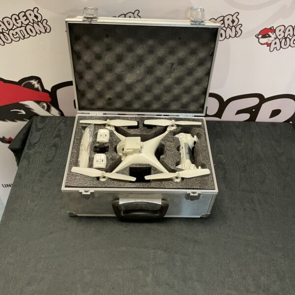Potensic drone with accessories in a carrying case.