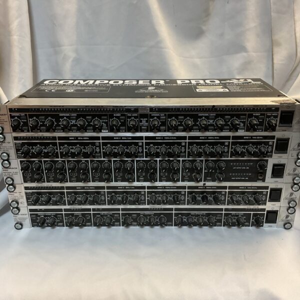 Front view of the Behringer Composer Pro XL dynamics processor.