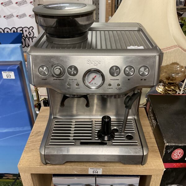 Silver Sage Barista Express coffee machine for home brewing.