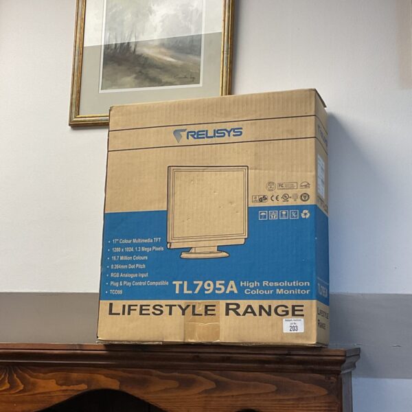 Vintage Relisys TL795A 17 inch CRT monitor in box.