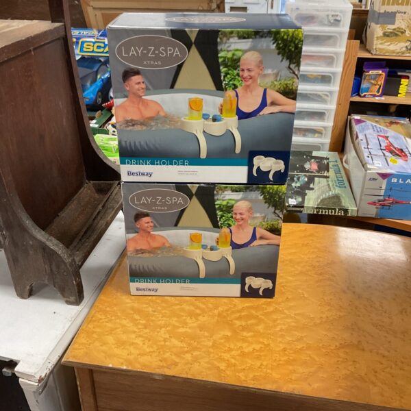 Lay Z Spa drink holder in original packaging, poolside accessory.