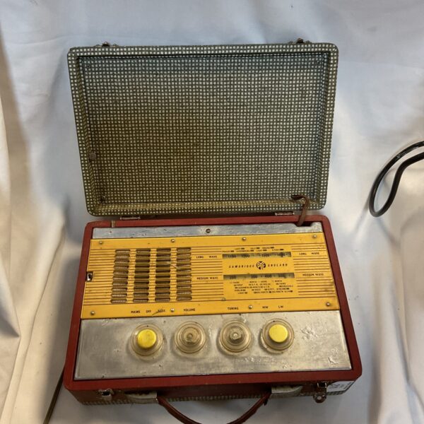 Front view of a vintage Pye Cambridge transistor radio.