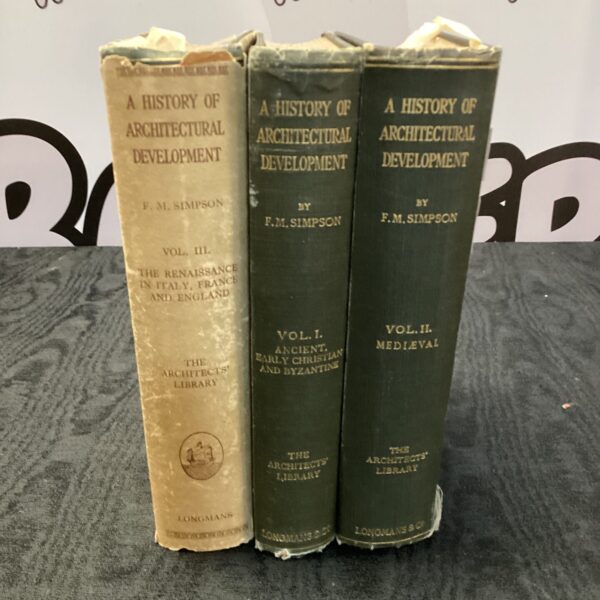 Vintage set of architectural history books by F.M. Simpson.