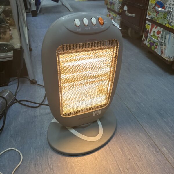 Small oscillating halogen heater for home use.