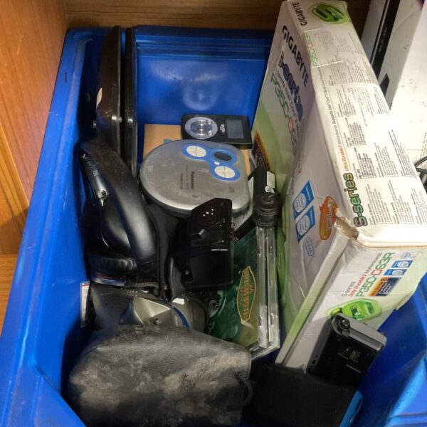 Mixed electrical lot with Gigabyte motherboard and components.