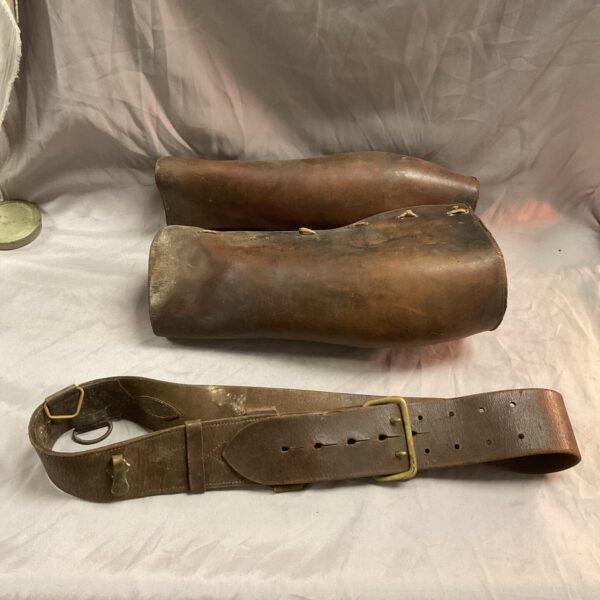 Antique British Army leather leggings and Sam Browne belt from WW1.