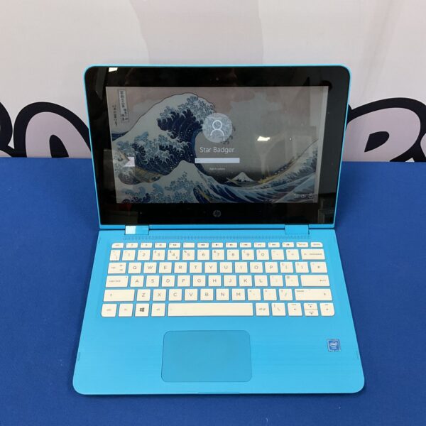 Front view of HP TPN-C128 laptop, password locked.