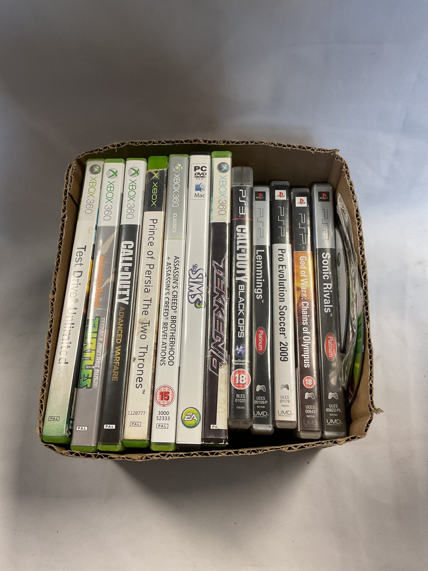 260 Box of xbox 360 & ps3 games inc tmnt