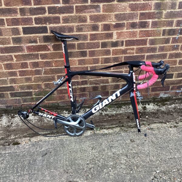 Used Giant TCR carbon fibre road bike frame for sale.