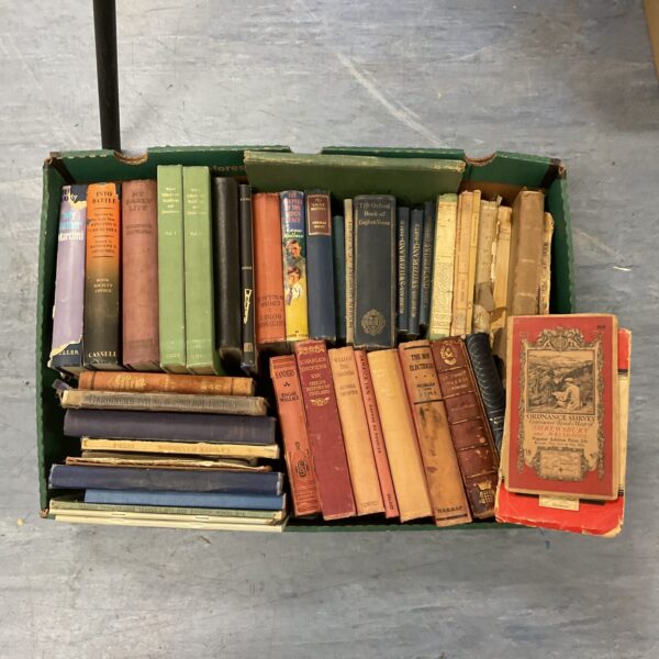 Vintage book lot featuring Winston Churchill's autobiography.