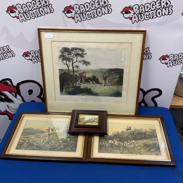 Antique hunt scene print signed Thomas Blinks, equestrian art.