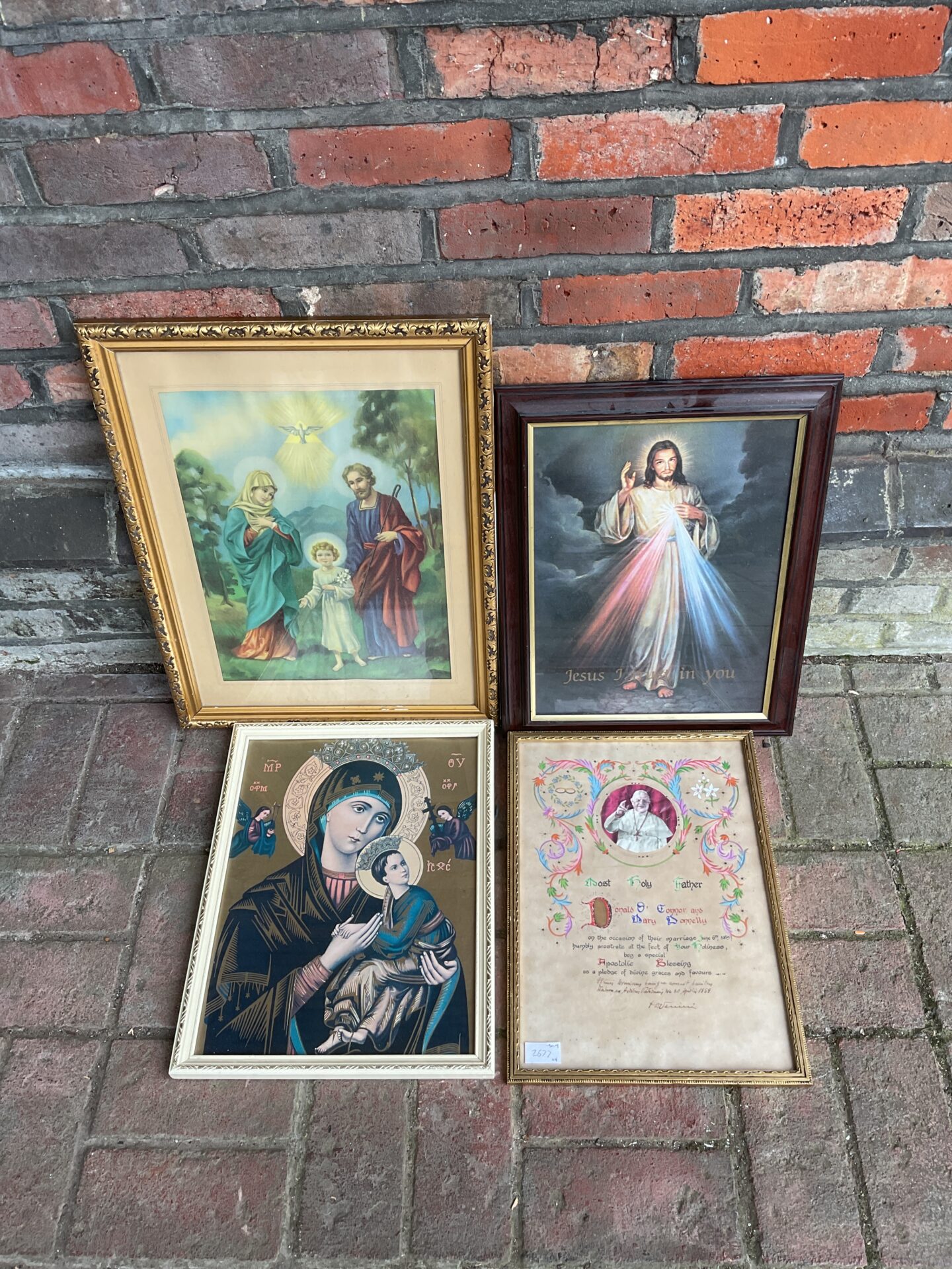 759 Four vintage framed religious prints