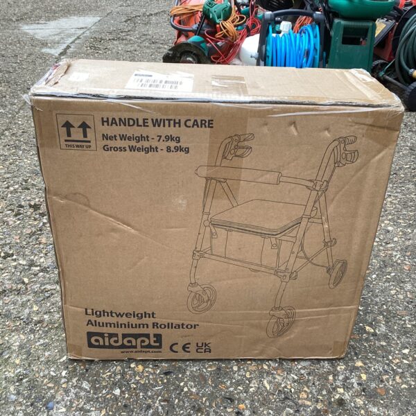 Used Aidapt rollator with aluminium frame, showing signs of wear.