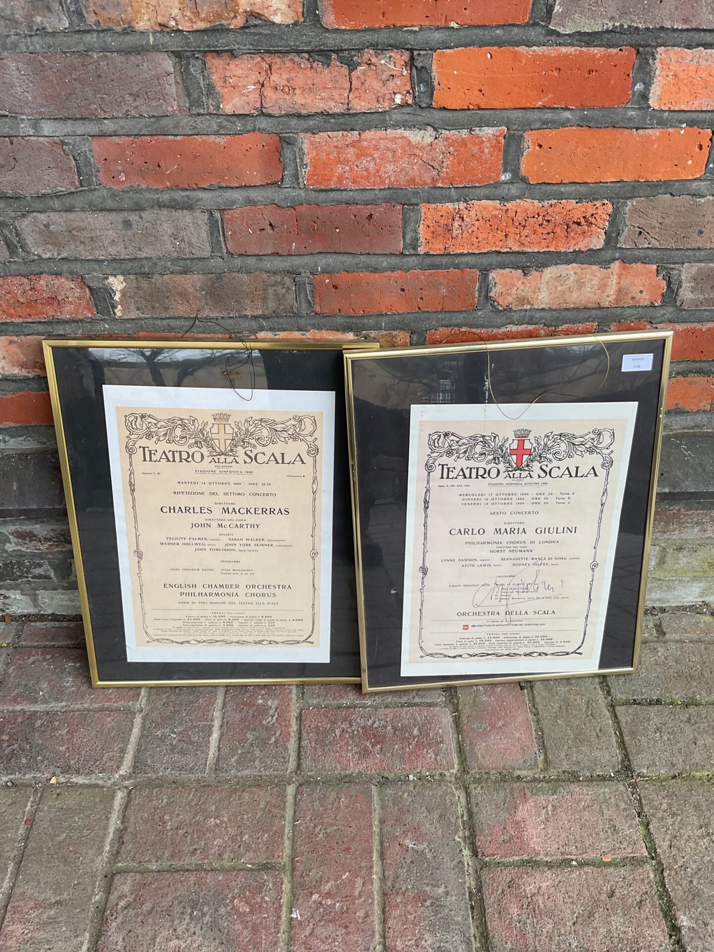 763 Two vintage framed teatro alla scala Italian theatre posters