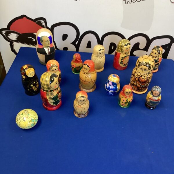 Colourful collection of traditional Russian Matryoshka nesting dolls.