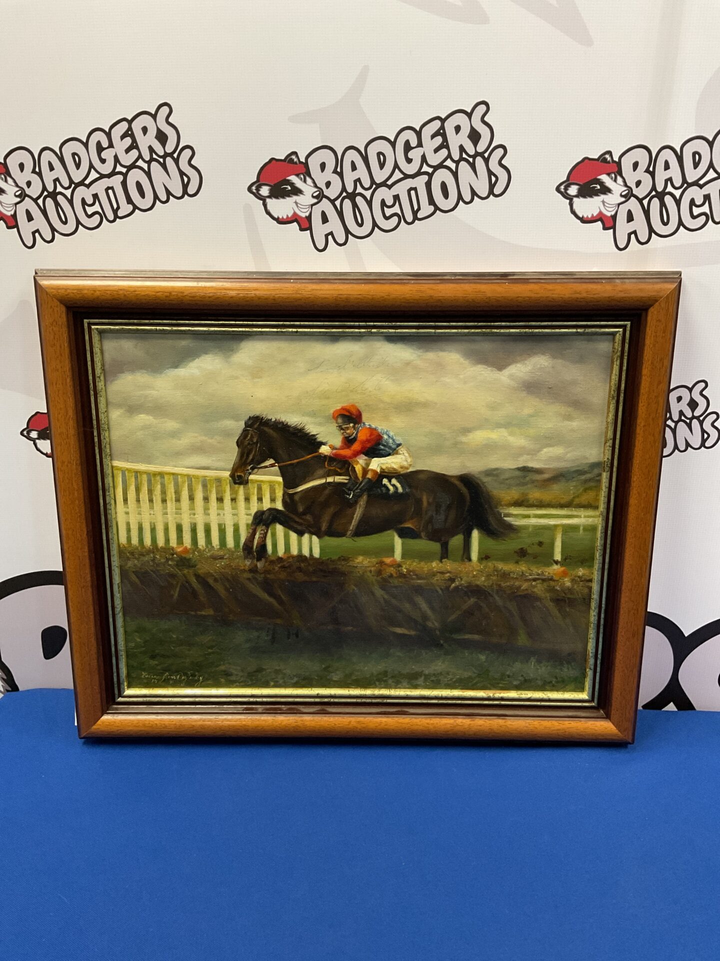 795 Areena ross oglanby oil painting of a race horse signed by trainer jonio o’neill
