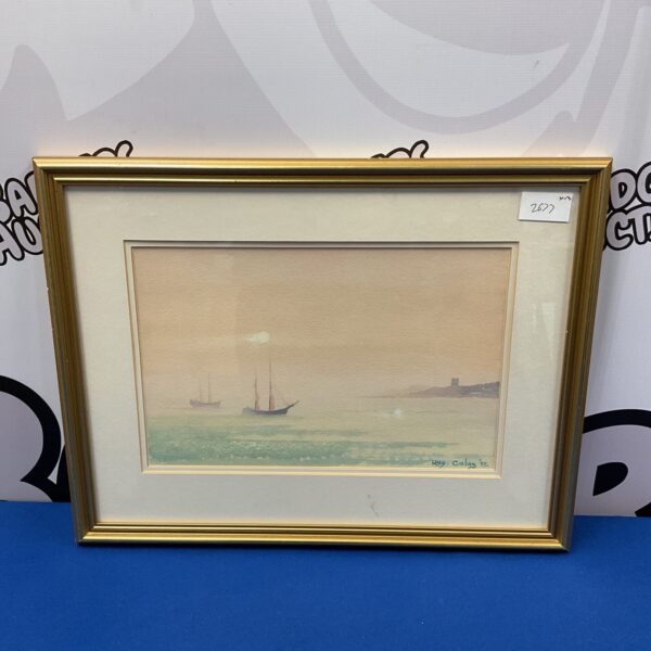 Original watercolour painting "Sea of Sleep" by Ray Calabria, depicting a coastal scene.