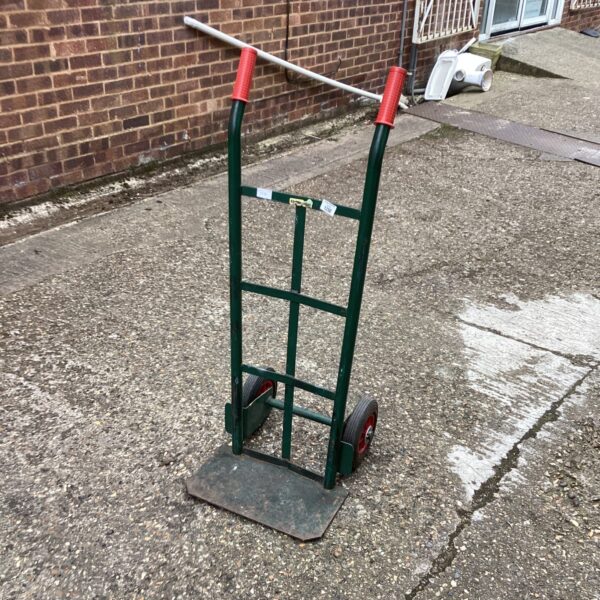 Red handled Chillington sack barrow for moving heavy loads.