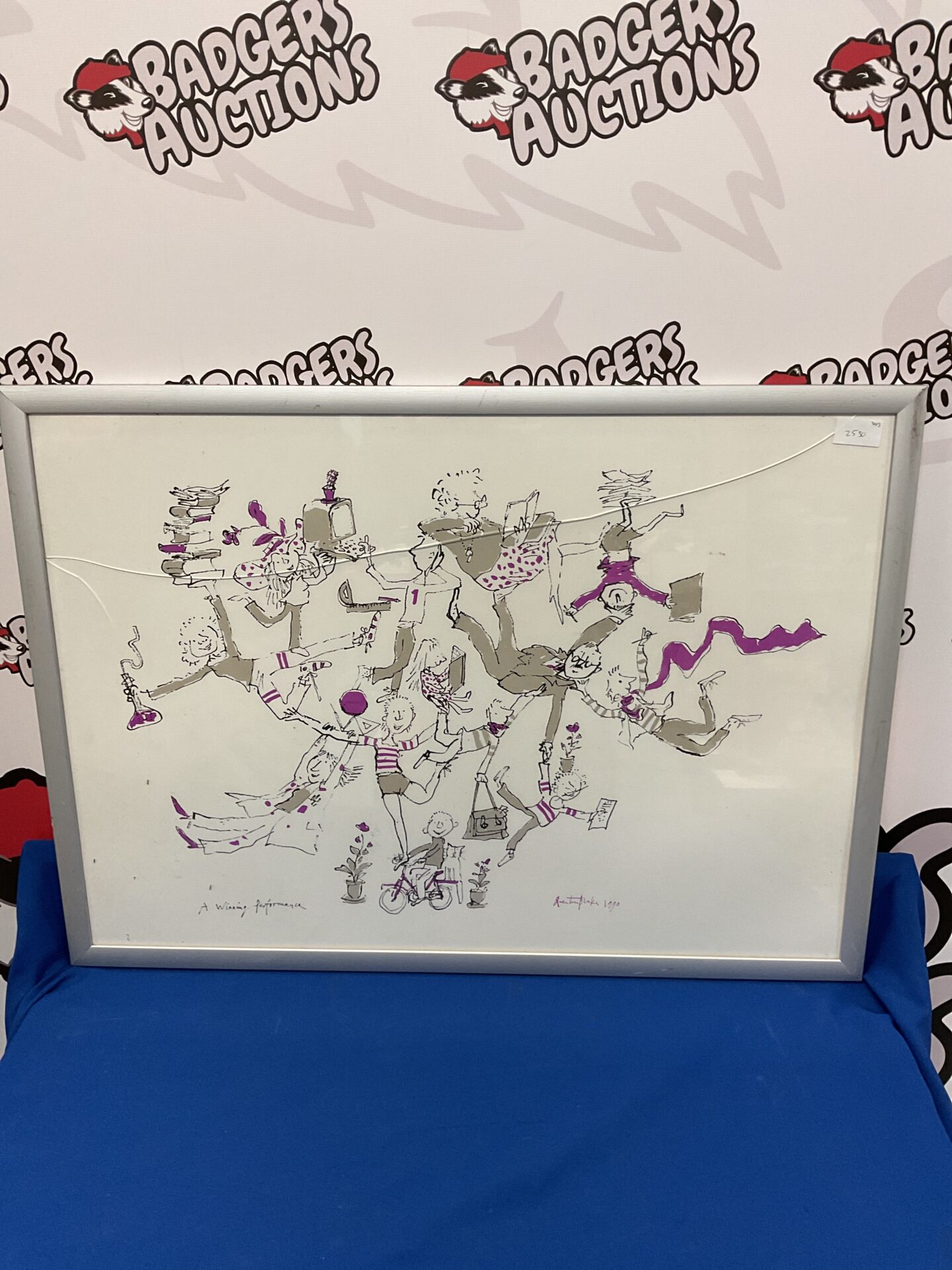 676 Framed roald dahl style print titled a winning performance