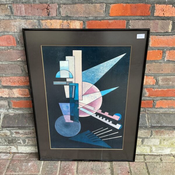 Vibrant Kandinsky-style abstract print with geometric shapes.