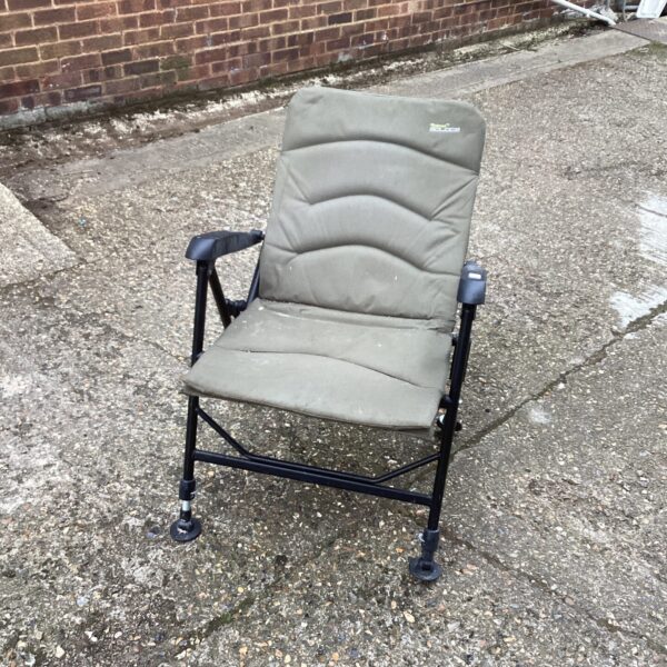 Used Wychwood fishing chair for comfortable angling sessions.