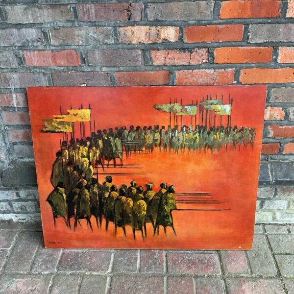 Vintage Deborah Jones print, “March of the Kings”, abstract figurative art.