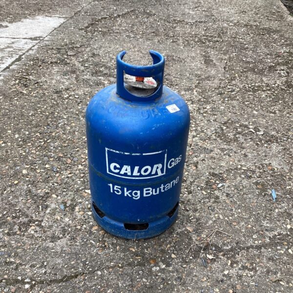 Used Calor Gas 15kg butane bottle for camping and outdoor use.