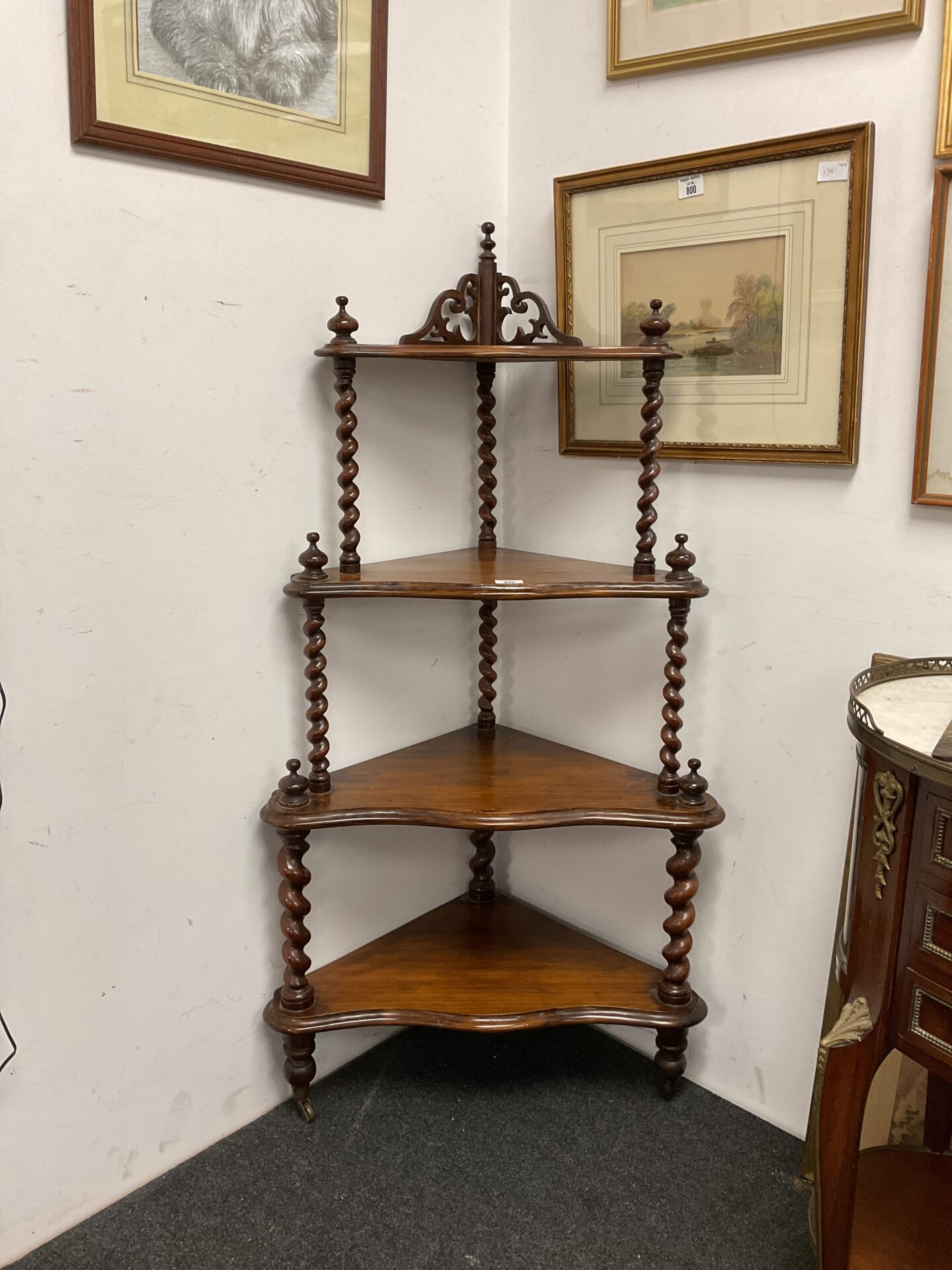 826 20th century four tier mahogany what not