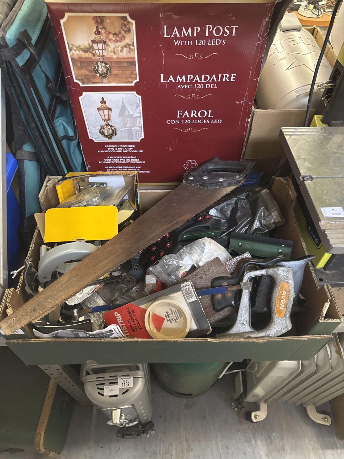 1123 Large tray of shed clearance items