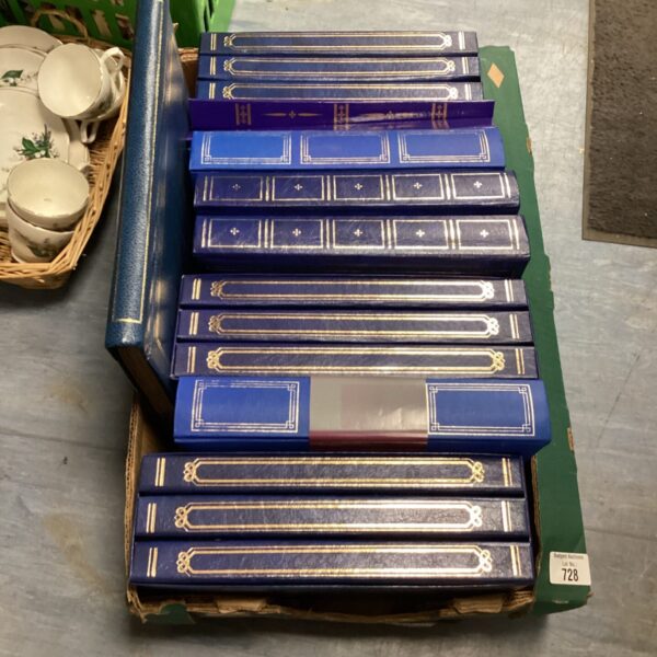 Lot of vintage blue leather photo albums for collectors.