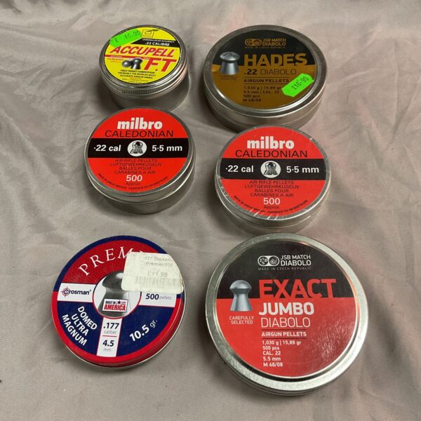 Six Full Tins Of Airgun pellets 5x.22 1x.177