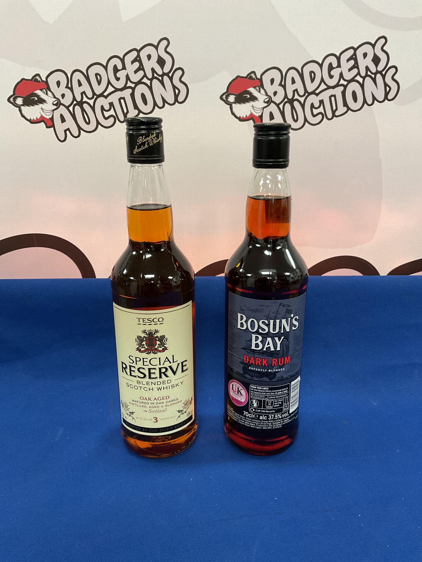 978 Bosuns bay dark rum & tesco special reserve blended scotch whisky