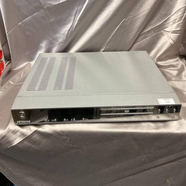 Silver Hitachi DVD player, vintage home theatre equipment.