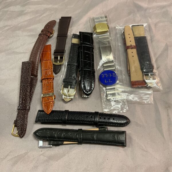 Assorted new leather watch straps and bands in a mixed lot.