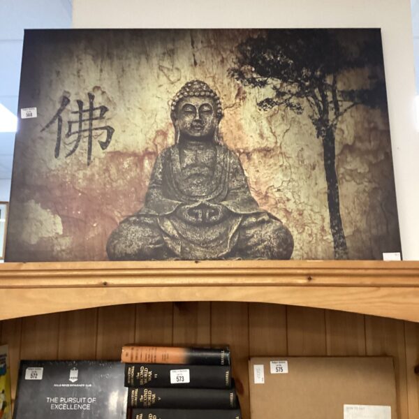 Large canvas print of a serene Buddhist statue for peaceful decor.