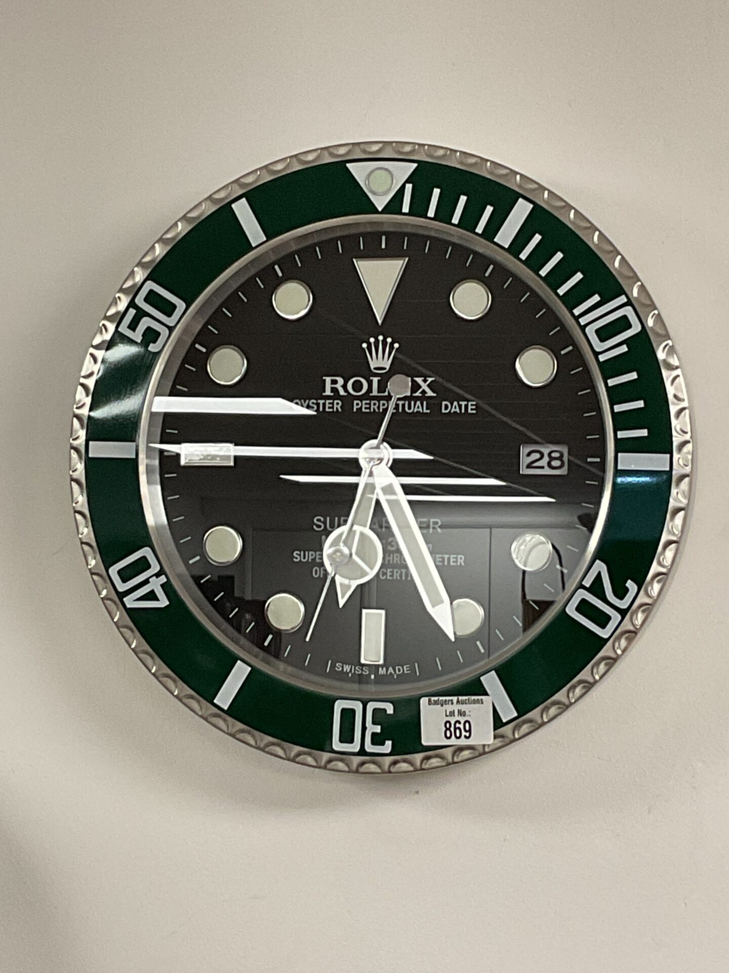 869 Rolex style dealers wall clock