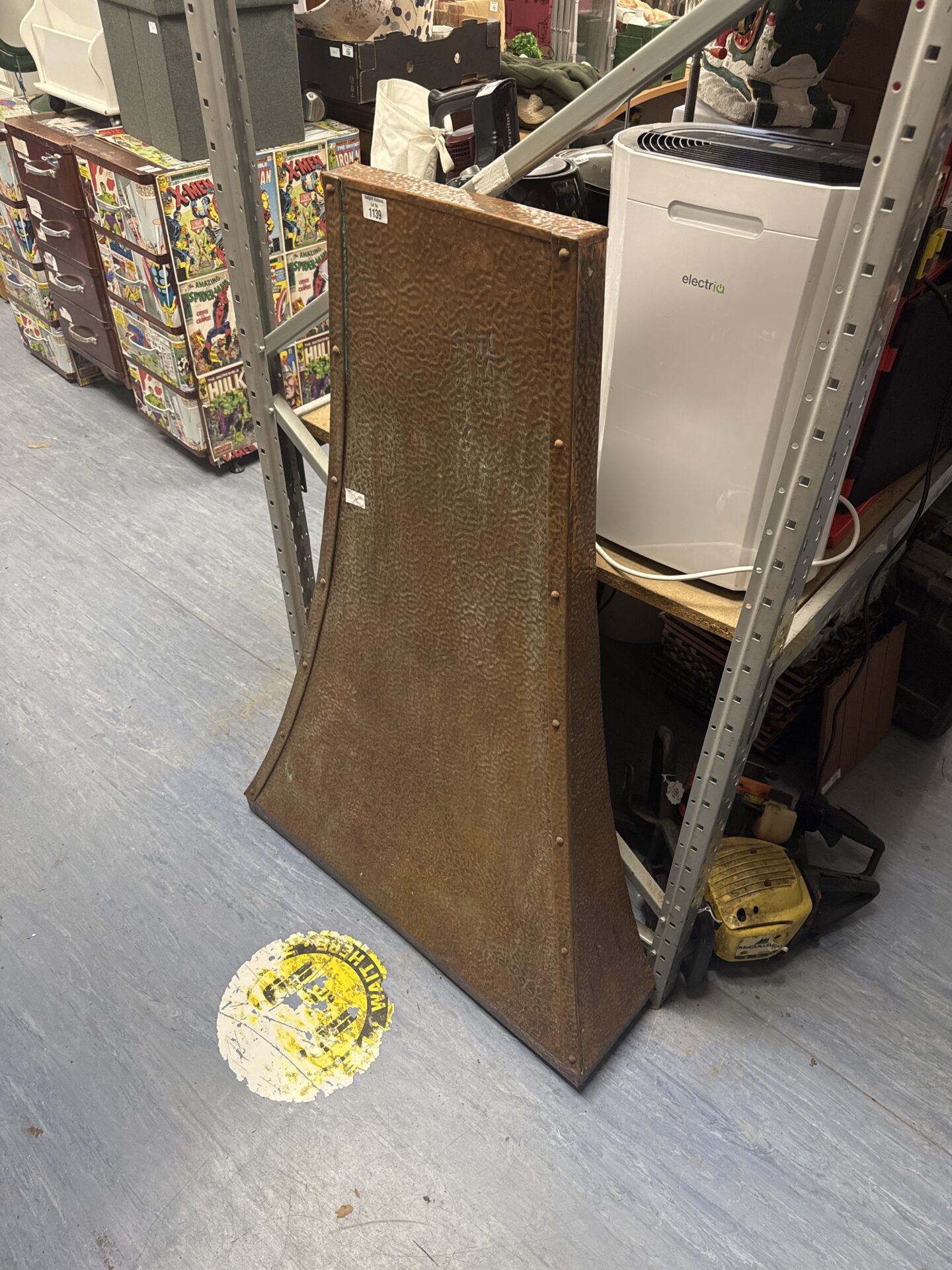1139 Vintage copper cooker hood 4ft tall approx