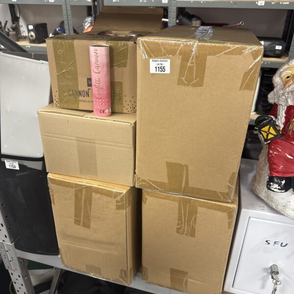 Large lot of packaged confetti cannons for parties and events.