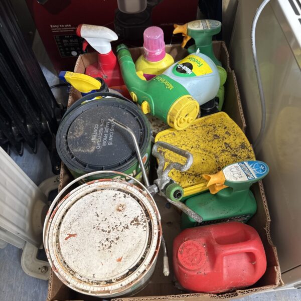 Mixed lot of garden tools and accessories for shed clearance.