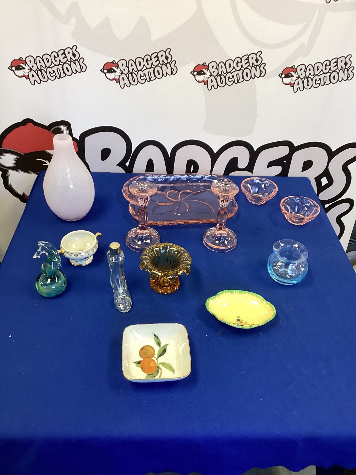 381 Selection of glassware inc Glass Candlesticks