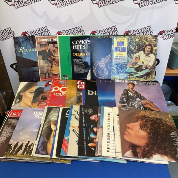 Vintage vinyl record collection featuring Don McLean record.