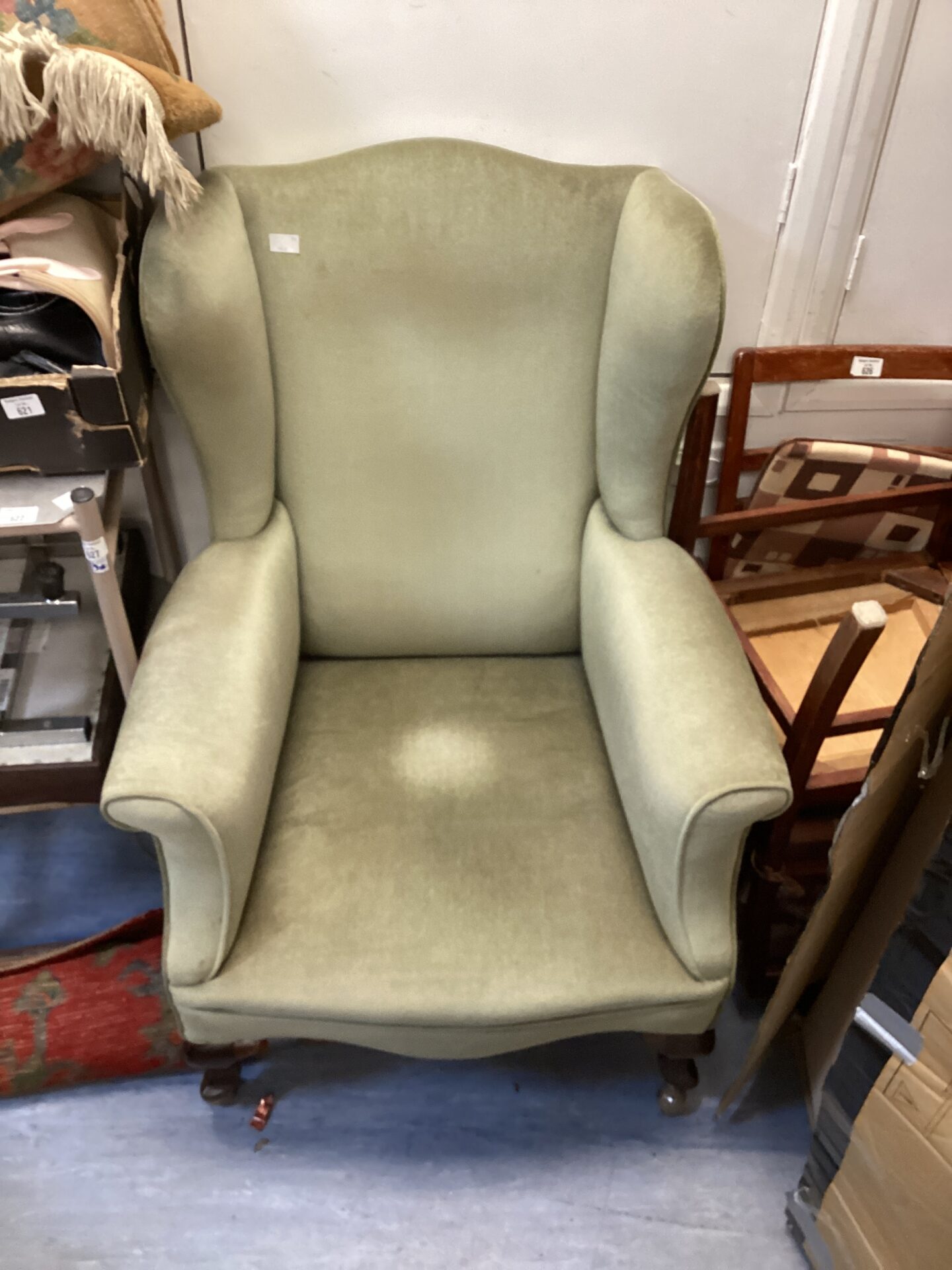 635 Vintage wingback chair on casters