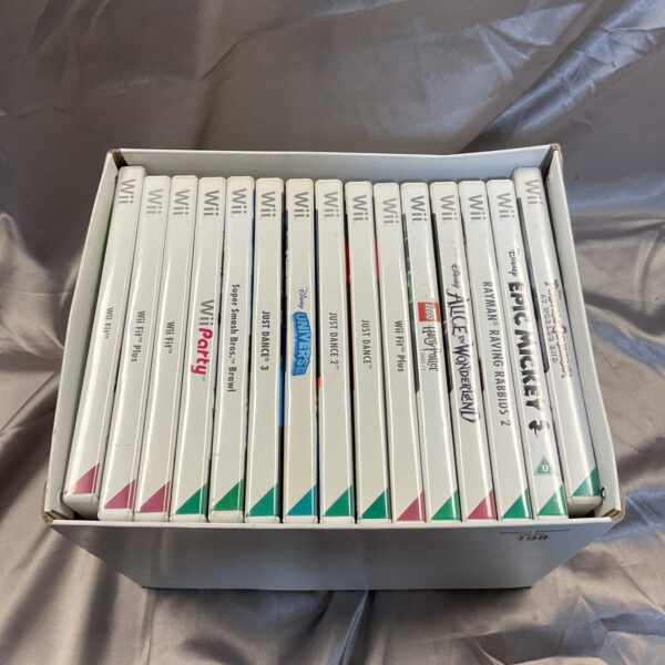 Selection of Nintendo Wii games for retro gaming collectors.