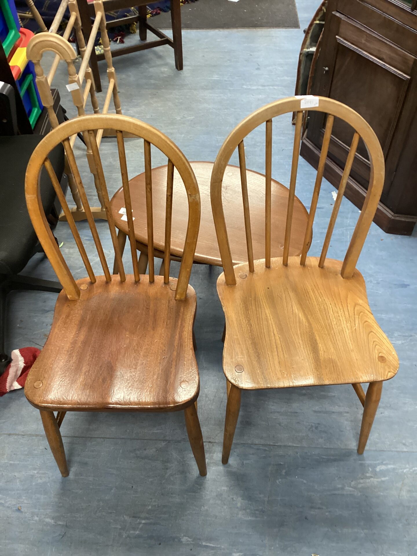 658 Pair of ercol windsor stick back chairs