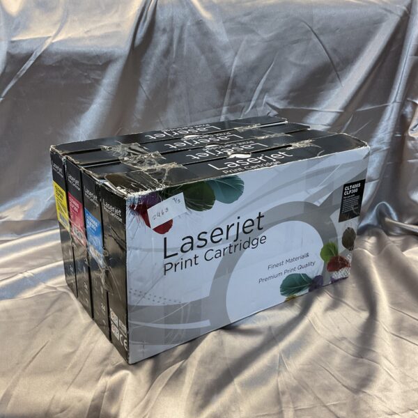 HP CLT406S laserjet print cartridges in original packaging.