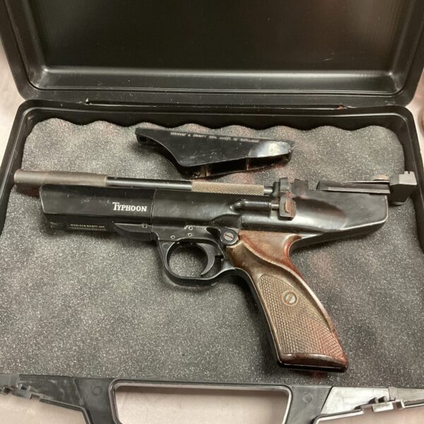 Vintage Webley Typhoon .22 pistol in a case.